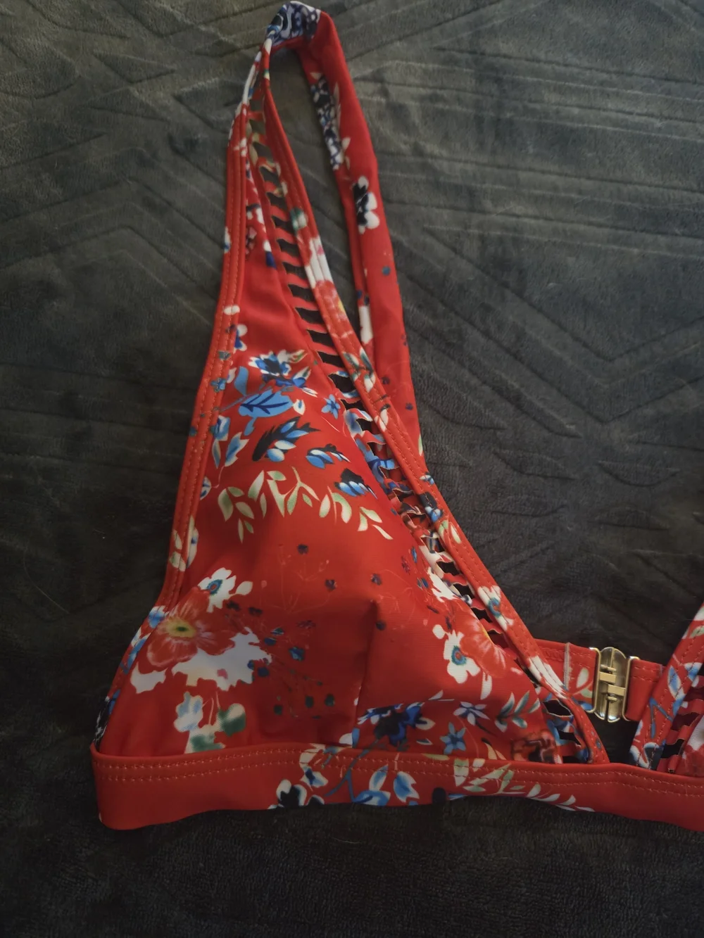 Cupshe Red Floral Triangle Bikini Set